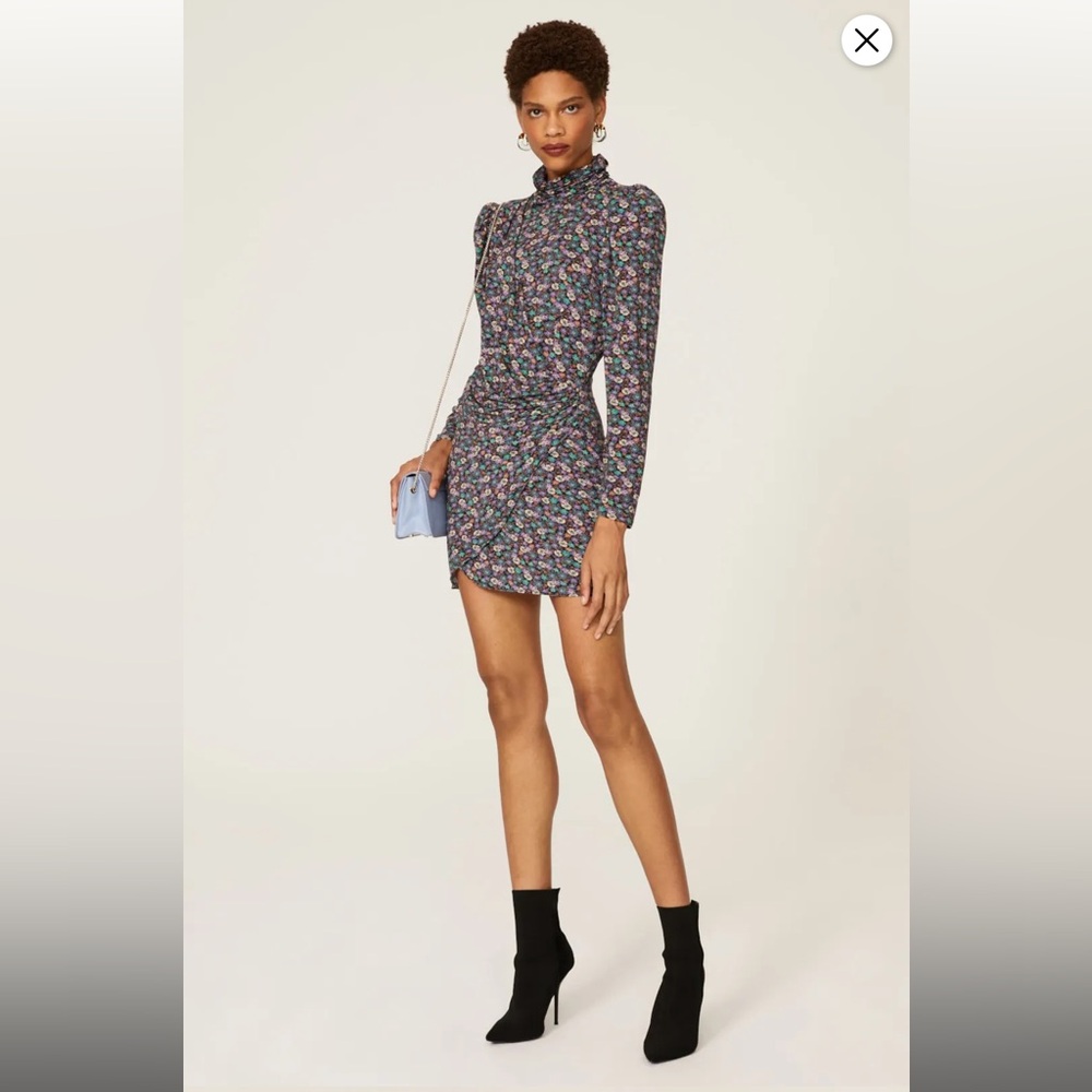 Ronny Kobo Ruby Mock Neck Floral Long Sleeve Dress Size XL